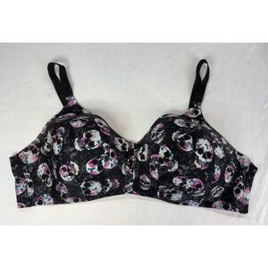 Torrid Curve Size 46D Bra All Over Floral Skull Print No Under Wire Adjustable